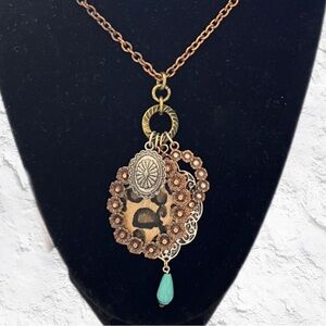 Adorable Copper Tone Charm Long Necklace
